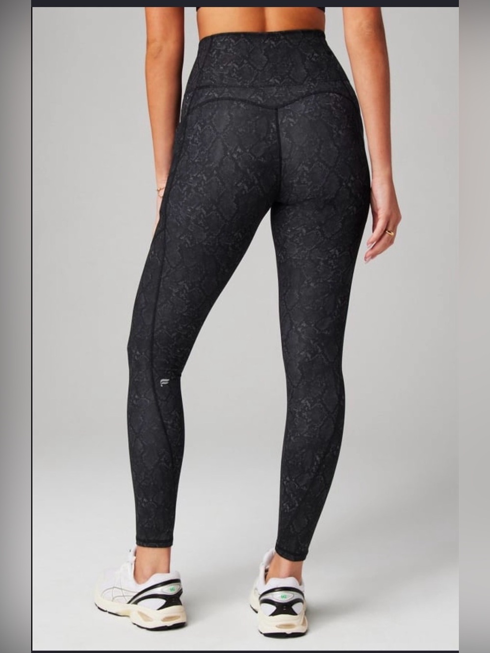 High-Waist Snake Print Leggings - Black